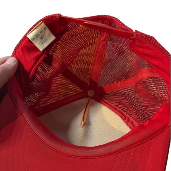 Vintage Bowen Bros Hat Jeep Maine Red White Snapback Trucker Hat Dad Cap Auto - Picture 5 of 6